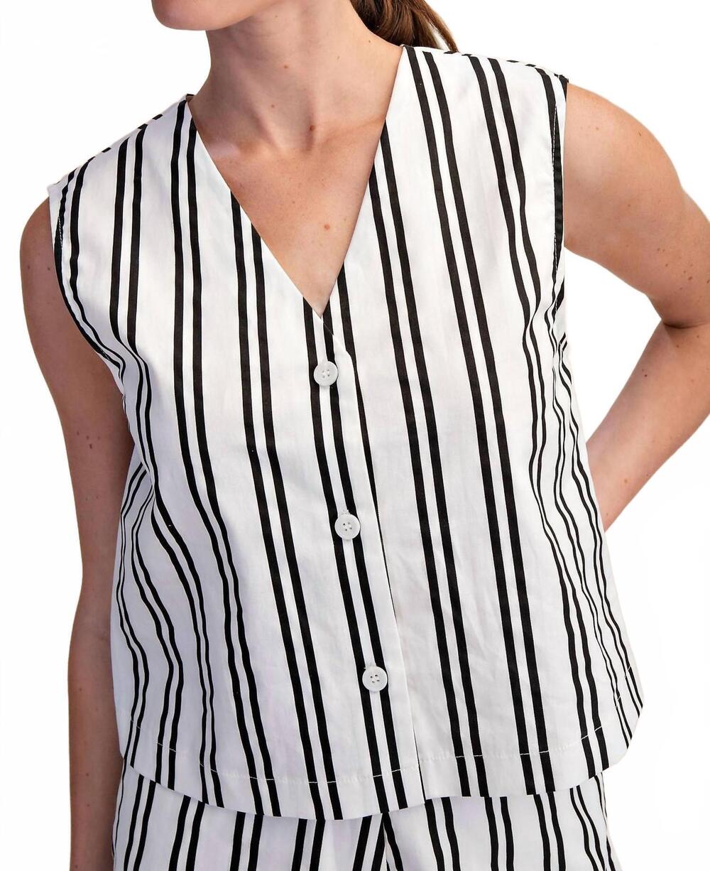 NEW GLAM buttondown vest in white / black